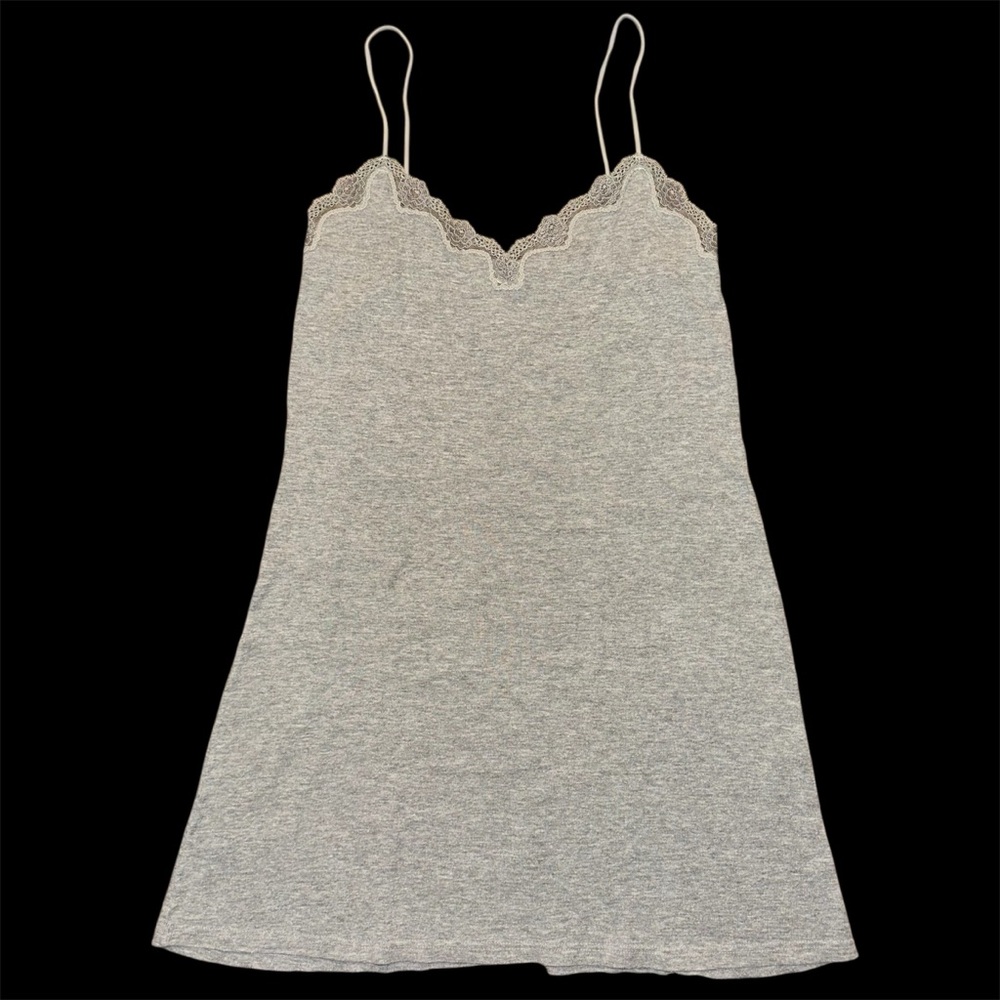 Calvin Klein Grey Lace Trim Lingerie Slip Cotton Dress